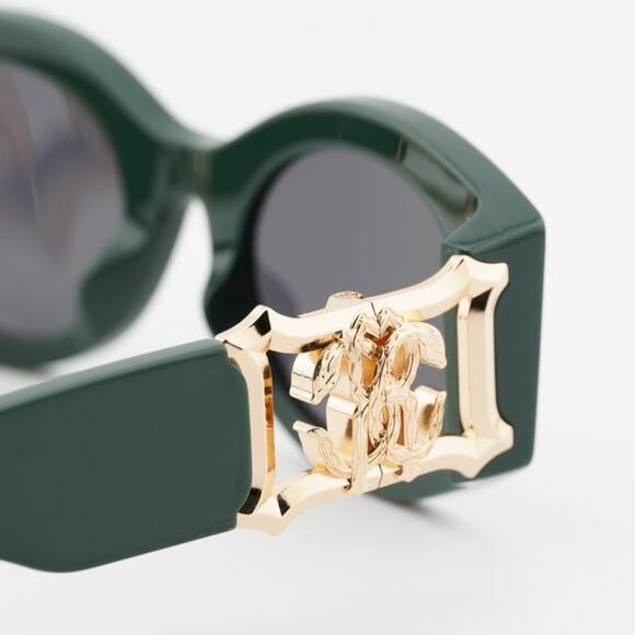 Roberto Cavalli SRC064 0D80 Green Gold Oval Sunglasses NWT Authentic main image 5